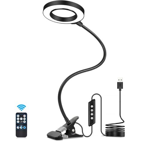 Loupe de bureau avec éclairage LED, grossissement 3x, réglable, lumière avec 10 niveaux de luminosité, télécommande, clip de retenue et 3 couleurs en option