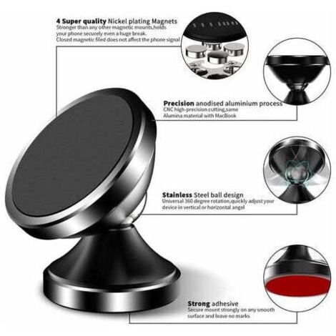 Support Telephone Voiture, porte Téléphone Voiture Universel 360° Rotation, Magnetic portable Aimant Adhésif pour Smartphone,Noir[Lot de 2] (1/3)