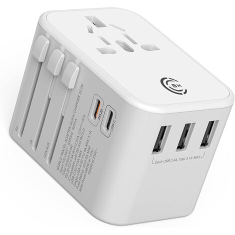 Adaptateur de voyage universel Adaptateur multiprise international Adaptateur secteur mondial Type CA UK USA Europe USB tout en un