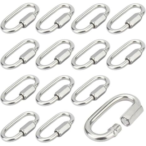 12 Pièces Mousqueton a Vis M5 Maillon Rapide en Acier Inoxydable 304 Mousqueton à Verrouillage avec Capuchon à Vis Mousqueton Fixe pour Connecter des Cordes Chaînes Gréement