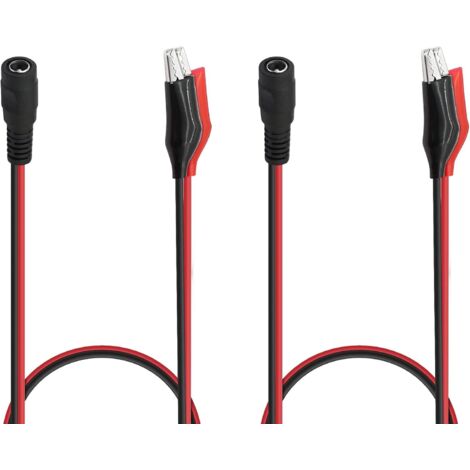 Lot de 2 câbles d'alimentation CC femelle vers pince crocodile 50 cm/19,7 pouces 2,1 mm x 5,5 mm Câble d'alimentation 12 V CC femelle vers pince crocodile