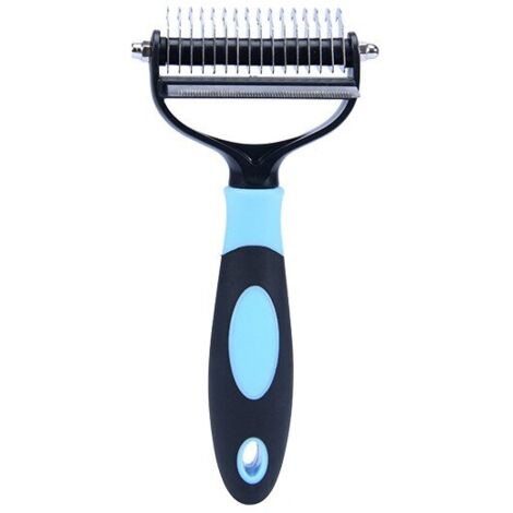 Brosse pour chien/chat, ABS/acier inoxydable, 18x9x3 cm, noir/bleu