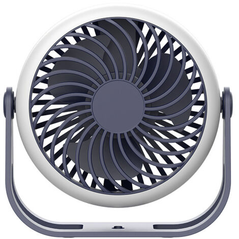 Mini ventilateur portable USB rotatif à 360 ° avec crochet, batterie 2500 mAh pour bureau, chambre, tente, voyage (bleu) (1/5)