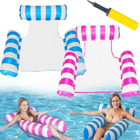 Hamac de Piscine Gonflable, Lit Flottant à Quatre Tubes avec Filet