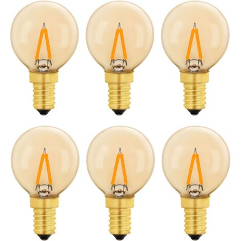 G40 Vintage Mini Ampoule E14 LED 1W, Ambre Edison Ampoule E14 de Remplacement 10W pour Lumières Décoratives, Blanc Chaud 2200K, Non Dimmable, Lot de 6