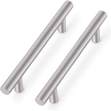 Lot de 5 poignées de porte d'armoire en acier inoxydable nickelé brossé de 12 mm de diamètre pour tiroirs et placards