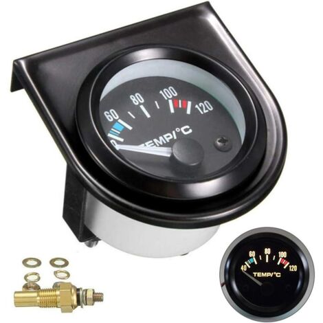 Kit de jauge de température de l'eau pour voiture Noir LED Universel Manomètre de température de l'eau de voiture Cadrans de 101,6 à 120°（Diamètre 52mm）