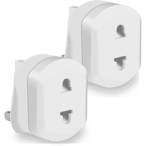 Lot de 2 convertisseurs de prise EU/US 2 broches vers UK 3 broches avec adaptateur à fusible 13 A Blanc