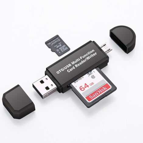 Adaptateur de carte SD USB et lecteur USB 2.0 vers SD Appareil OTG pour SDXC, SDHC, SD, MMC, RS-MMC, Micro SDXC, Micro SD, carte Micro SDHC, prise en charge de la carte UHS-I