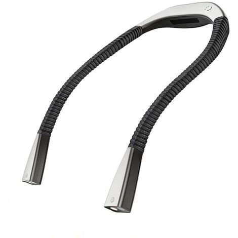 Lampe de bureau portable, 2000 mAh, 3 couleurs, positionnement du cou, réglable à 360°, mode SOS, USB, 5 V, argent (1/5)
