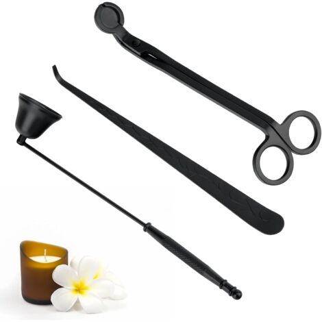 Coupe-mèche de Bougie, Ensemble D'accessoires 3 en 1 pour Bougies, Plongeur de Mèche, Éteignoir de Bougie