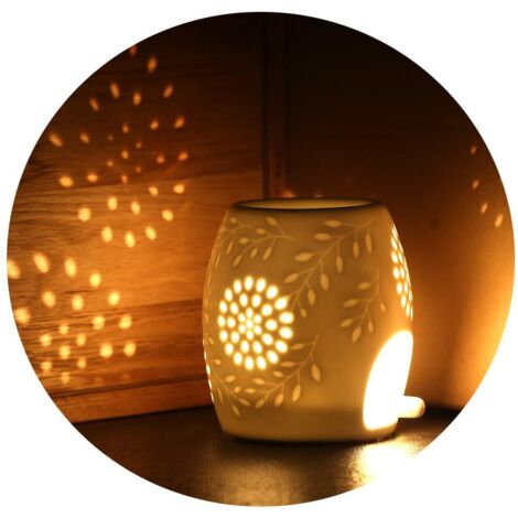 Lampe aromatique porte-bougie chauffe-plat lampe parfumée en céramique avec la cuillère à bougie