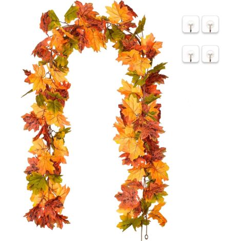 2 Pièces Artificielles Feuilles Automne Guirlande, Feuilles d'érable Vigne Artificielle érable grimpante Fausse Suspension Plante pour l'automne Mariage Fête cheminée et Thanksgiving