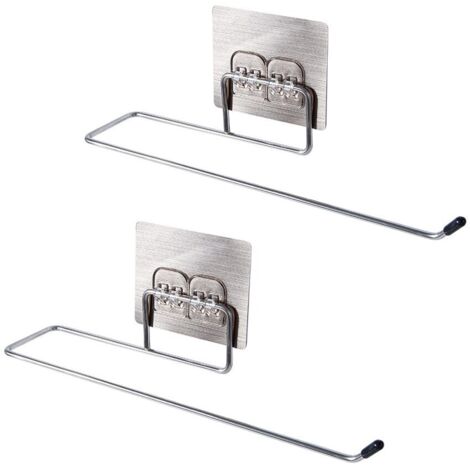 Lot de 2 porte-rouleaux d'essuie-tout, en acier inoxydable, extra résistant, argenté