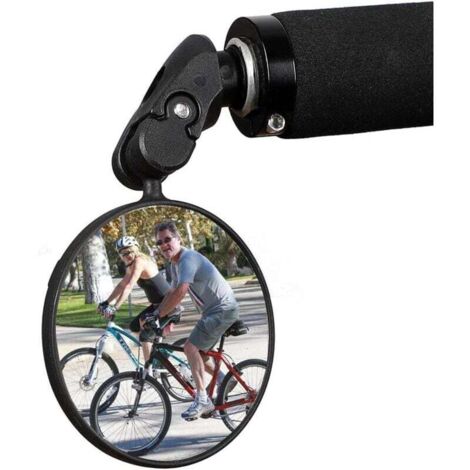 Rétroviseur de vélo HD convexe - Rotatif à 360° - Pliable - Résistant aux chocs - Pour guidon de vélo électrique, VTT, vélo de course - 17,4-22 mm