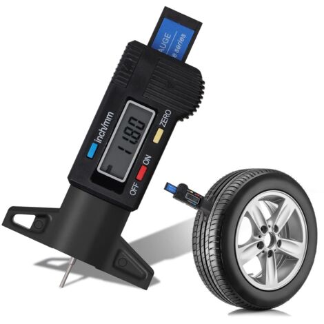 Jauges de Profondeur Pneus Numerique ,Jauge de Profondeur Numérique de Pneu Jauge Caliper avec Écran LCD 0-25mm, Noir