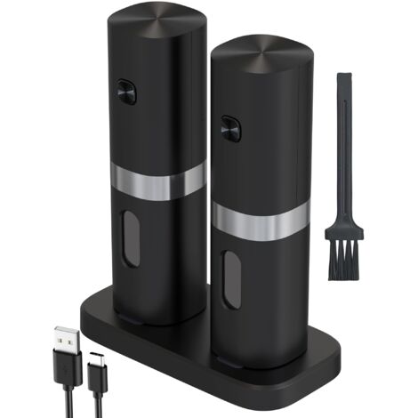 Ensembles de Moulin à Sel et Poivre Electrique,Moulin a Poivre Rechargeable(Noir-Rechargeable) (1/5)