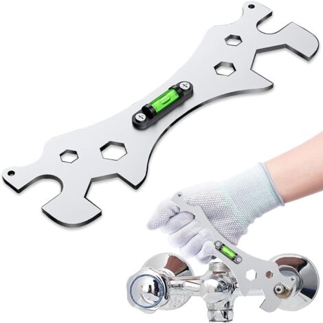 Clé de douche, outil de clé multifonction, clé de réparation de bain portable, clés de nivellement à angle incurvé, pour vis hexagonales de 8, 10, 12, 14, 17, 23, 30 mm