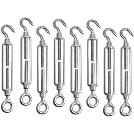 8 pièces M5 Tendeur Cable Tendeur Acier Inoxydable Réglable Tendeur Crochet et œil Acier Inoxydable 304 Tendeur de Fil pour Corde Cable Fil à Linge Jardin Grillage