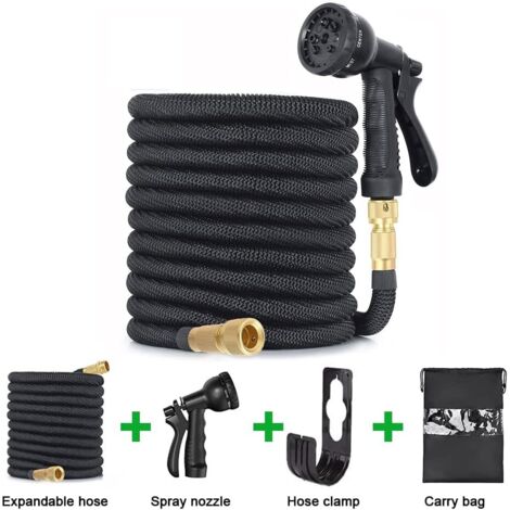 Tuyau d'arrosage Extensible , Tuyau Flexible et Léger, pour Irrigation, Nettoyage du Jardin, Laver la Voiture, Arroser, Baigner Animal, Tuyau d'arrosage avec Sac de Rangement (15M/50FT)