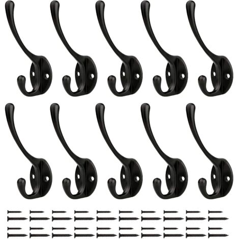 Patère Porte Manteau Mural Crochets Chapeau Crochets Muraux Robustes Avec Vis En Métal, Pour Cuisine Salle De Bains Chambre D'essayage （Noir 10 Pcs）