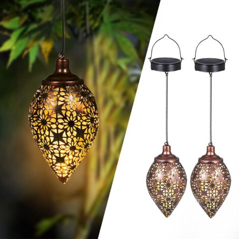 Lanternes solaires d'extérieur en métal pour l'extérieur, Lampes solaires pour l'extérieur, suspendues pour jardin, balcon