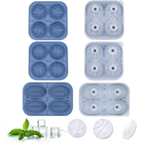 Moule à Glaçons en Silicone, Plateau à Glaçon avec Couvercle,Glacon Boule de Glace,3 Paquets Réutilisable bac Grand bac Glaçons(bleu)
