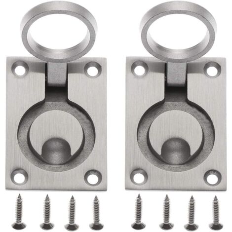 Poignée de Trappe Casier de Trappe Cabinet Caché Poignée en Acier Inoxydable Casier Marin de Trappe de Yacht de Bateau Avec 8PCS Vis de Montage 62 x 44mm 2 Pcs