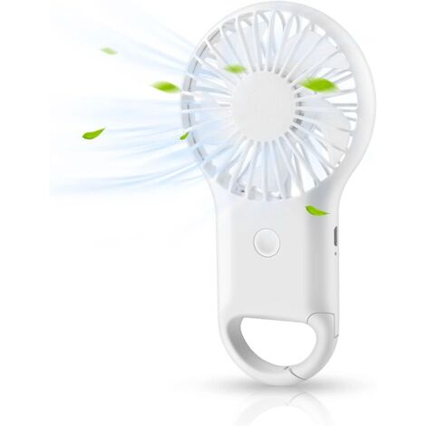 Ventilateur à Main Portable Mini Ventilateur Silencieux, Avec Mousqueton Portable, Convient Pour La Maison, Le Bureau et Les Voyages (blanc)