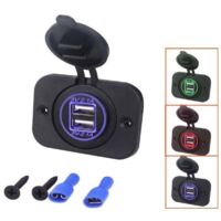 Prise USB double encastrable 12/24 Volt 2.1A 5 Volt pour caravanes, mobil-homes, voitures, bateaux, camions