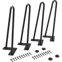 4pcs 30CM Pied de Table Basse en Métal Pieds de Meuble Diamètre 9 mm Hairpin Legs pour Table à Manger Armoire Garde-Robe