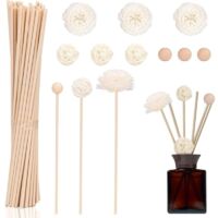 Bâtons de Diffuseur de Roseaux, 50 Pcs Batonnets Diffuseur Parfum, Batons Diffuseur d'Arôme avec Boules Fleurs pour Huile Essentielle Maison Bureau Hôtel Spa, 20 cm x 3 mm