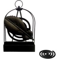 Support Bobine Anti-Moustique Boîte Bobine Moustique Bobine Support Métal Anti-Moustique Porte-Encens Classique(Noir)