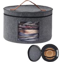 Boîte de Rangement pour Chapeaux avec Couvercle, 17 Pouces de Diamètre Boîtes à Chapeaux Pop Up, Chapeau de Voyage Pliable