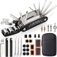Kit Reparation Velo, Trousse Outils de Vélo, Outil Multifonction 16 en 1, Kit Crevaison Velo avec 3 Levier Pneu Velo, Rustine Velo Accesoire pour Bicyclette, VTT, Cyclisme