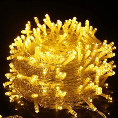 Guirlande lumineuse 600 LED à piles pour intérieur ou extérieur, décoration de mariage, fête, jardin, Noël, décoration d'arbre (100m, blanc chaud) (1/5)