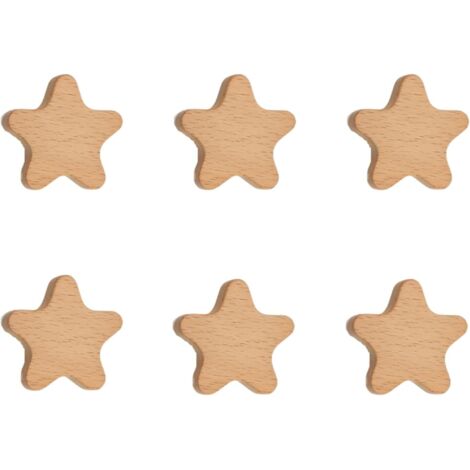 Poignée Boutons 6 Pièces Étoile Nuage Enfants Poignée En Bois Armoire Porte Tiroir Poignée En Bois Meubles Monotrou Poignée Étoile