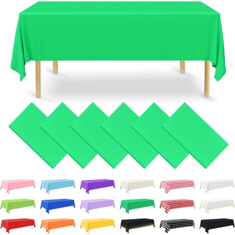 Lot de 6 nappes rectangulaires jetables en Plastique pour fête, fiançailles, Mariage, baptême, Anniversaire - Vert foncé - 137 x 274 cm