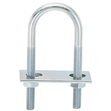 Boulons en U Ronds, 6 Ensembles de 34mm de Largeur Intérieure et 100mm de Longueur M8 en Acier au Carbone Zingué U Boulon de Serrage avec Écrous et Plaques, pour Remorque Bateau (1/4)
