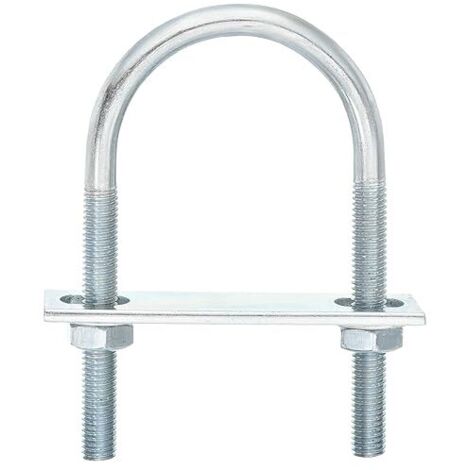 Boulons en U Ronds, 4 Ensembles de 50mm de Largeur Intérieure 100mm de Longueur M8 en Acier au Carbone Zingué U Boulon de Serrage avec Écrous et Plaques, pour Remorque de Bateau