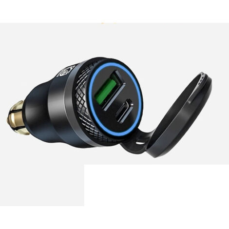 Adaptateur USB allume-cigare - Pour Moto BMW, DIN/Hella - Fiche UE USB C PD 3.0 & QC 3.0 (1/4)