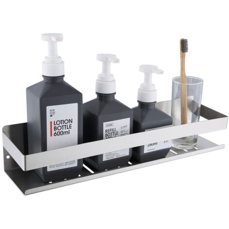 Étagère de Douche Auto-adhésif, Étagère Salle de Bain Sans Perçage SUS304 Acier Inoxydable Adhésive Panier de Douche, Nickel Brossé 40CM (1/5)