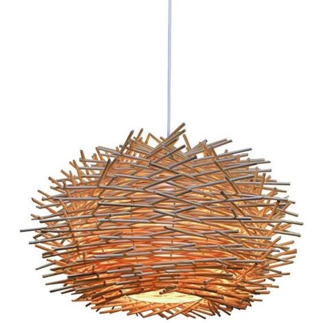 Suspension Lumineuse en Rotin, Lustre Réglable en Nid d'Oiseau, Plafonnier de la Salle à Manger de la chambre à Coucher 300 x 170mm (1/5)