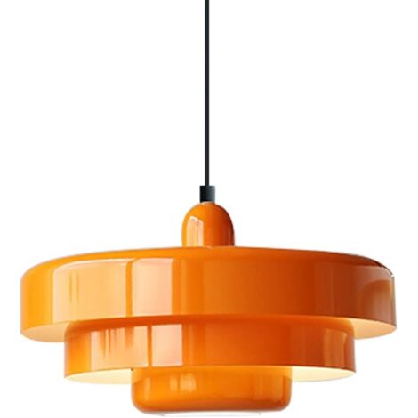 Luminaires Suspendus Petit Plafonnier Vintage avec Abat-jour en Métal à 3 Couches,Lampes suspendues pour salle à manger,Orange