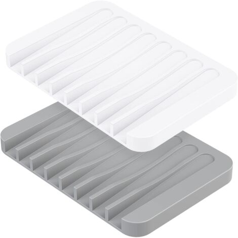 Lot de 2 Porte-Savon en Silicone avec Drain de vidage pour Salle de Bain Douche Design antidérapant pour Salle de Bain Cuisine compteurs (1/5)