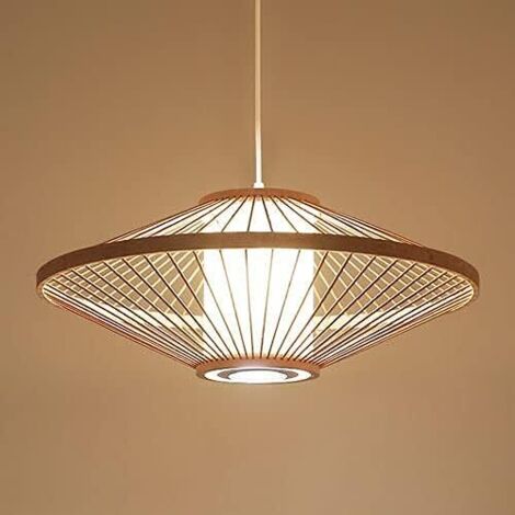 Suspension en Rotin et Bambou, Lampe Suspendue avec Abat-jour en Parchemin, Grandes Lanternes pour le Salon,40CM (1/5)