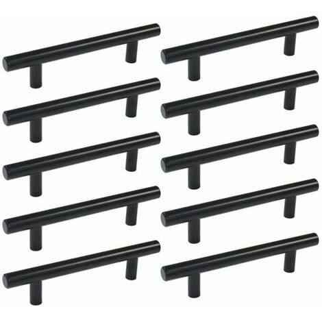 10pcs Poignée de Placard Porte de Cuisine Espacement des Trous de 128mm, Poignée Meuble Noir en Acier Inoxydable (1/5)