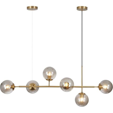 Luminaires Suspendus Modernes avec Lustre à 6 Lumières Chandelier Globe en Verre Suspension pour Salle à Manger Bar(Ampoule non incluse) (1/5)