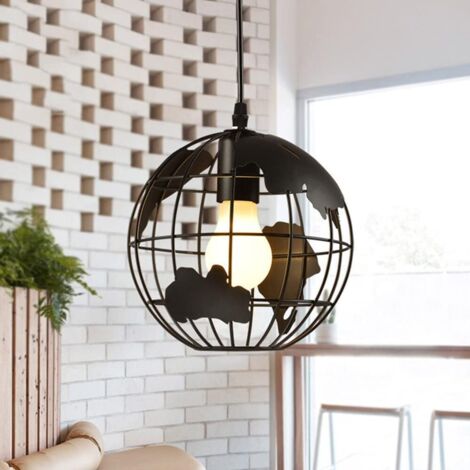 Suspensions Luminaire Design pour Salon, Chambre et Salle à Manger en Métal Noir, Luminaire Plafonnier Industriel, Abat Jour Plafond à Douille E27 (1/5)