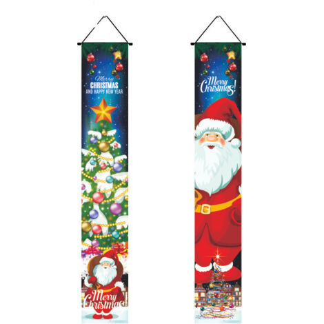 Lot de 2 Joyeux Noël 180 x 30 cm, Accessoire de bannière de Porche de Porte d'entrée de Signe de Porche de Noël pour la décoration de Noël Suspendue (1/2)